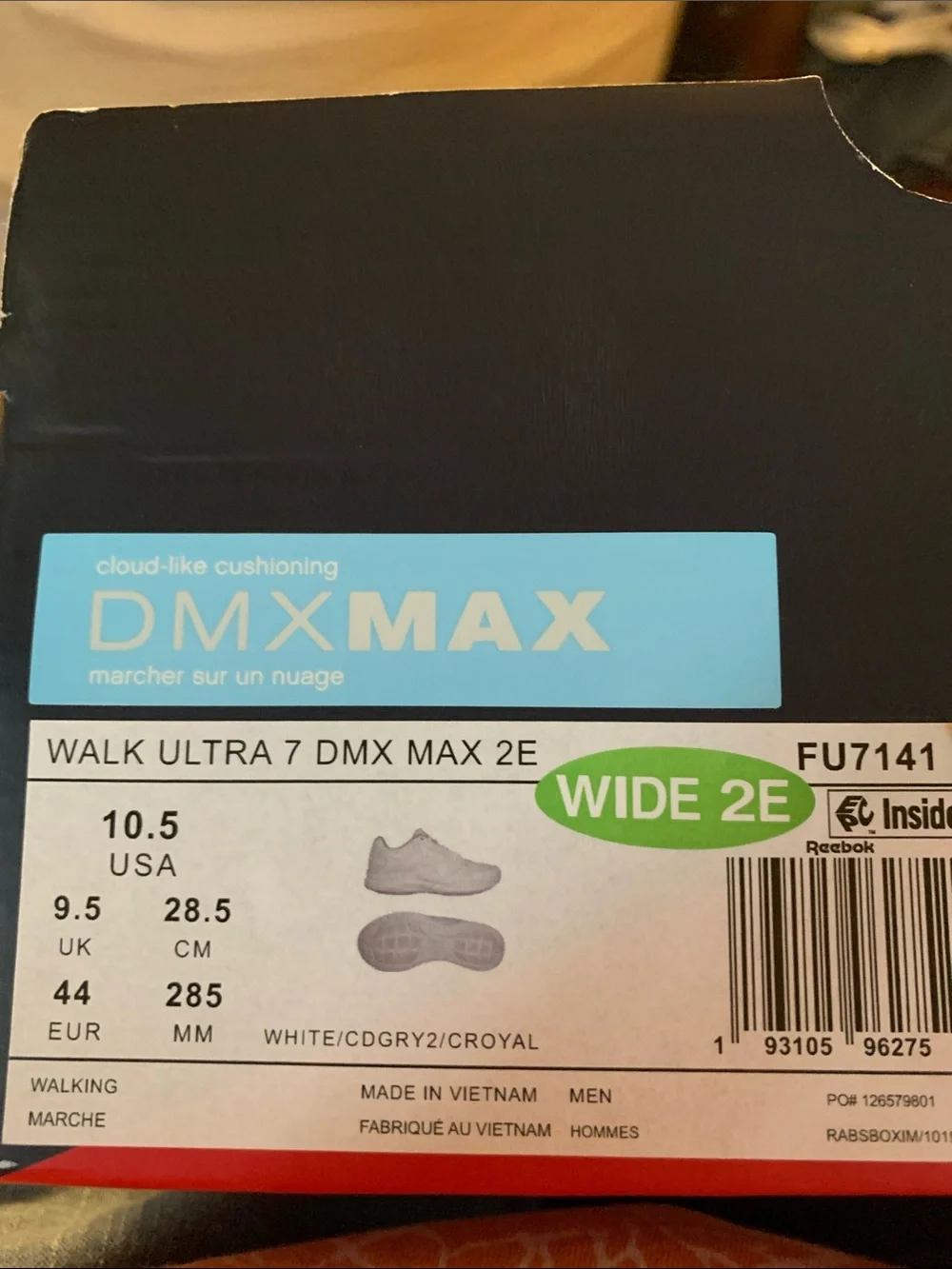 Reebok MemoryTech WALK ULTRA 7 DMX MAX 2E Athletic Shoes Men’s 10.5 Wide